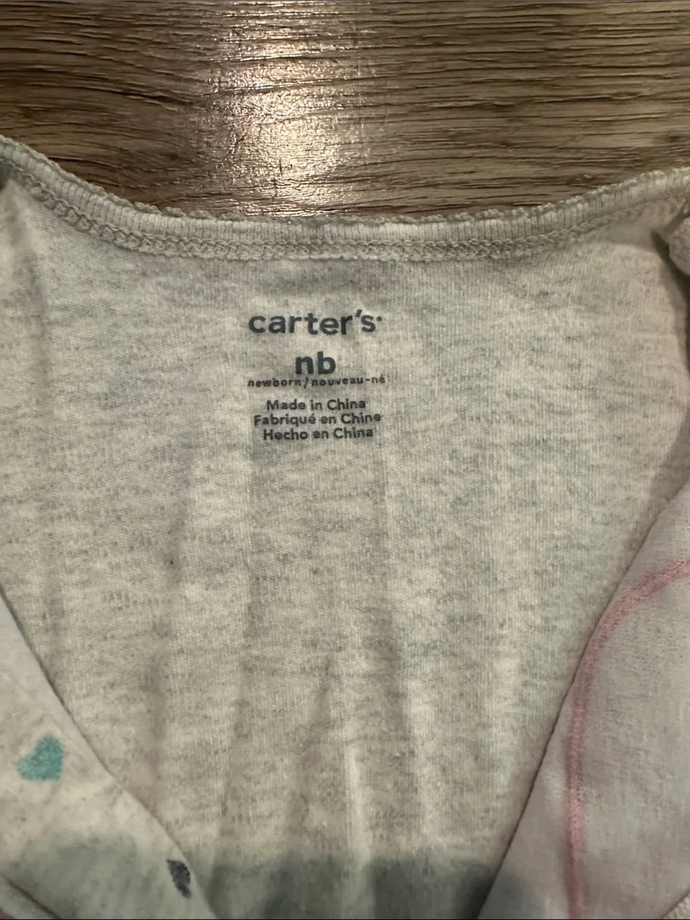 Carter's Gray Footed One-Piece with Pink Heart and Multicolor Hearts